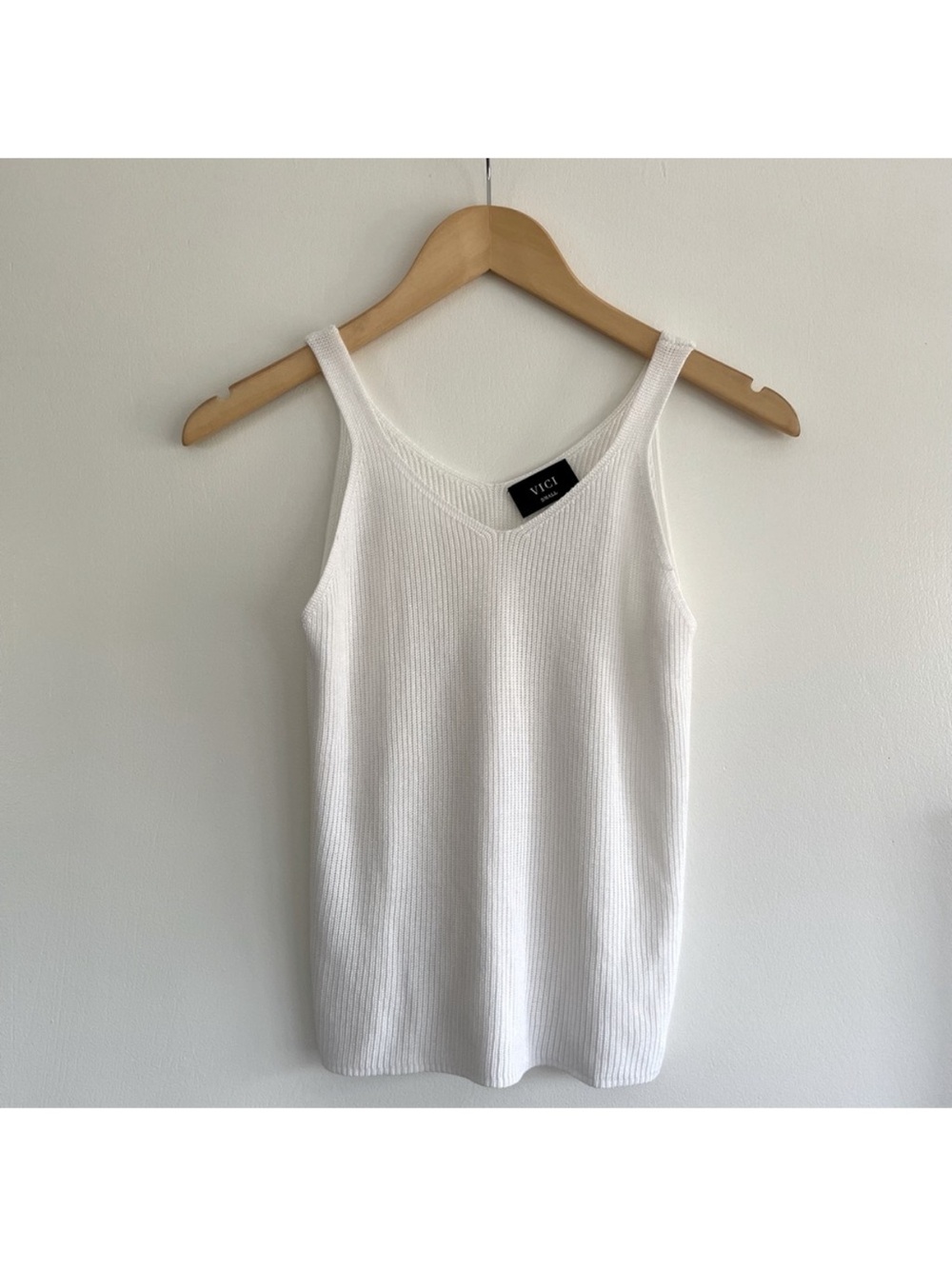 VICI White Knit V-Neck Tank